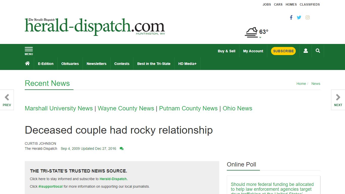 Deceased couple had rocky relationship - herald-dispatch.com