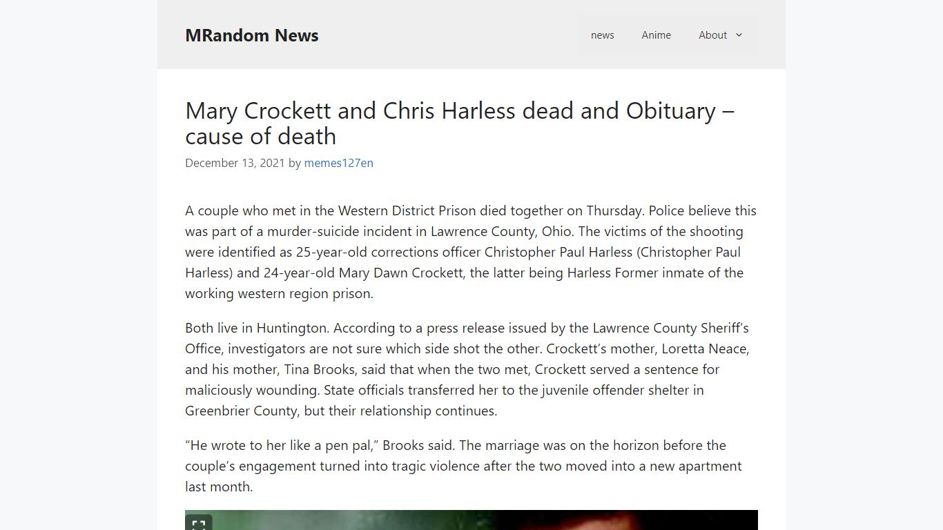 Mary Crockett and Chris Harless dead and Obituary - cause of death